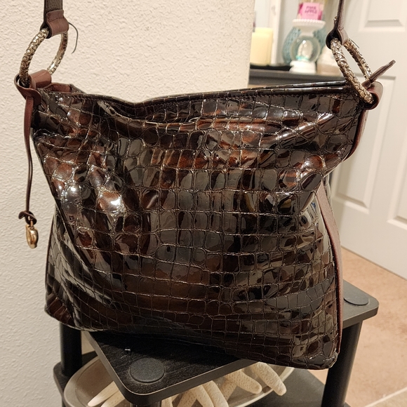 Brighton Embross Snake Print Shoulder Bag - Picture 3 of 15